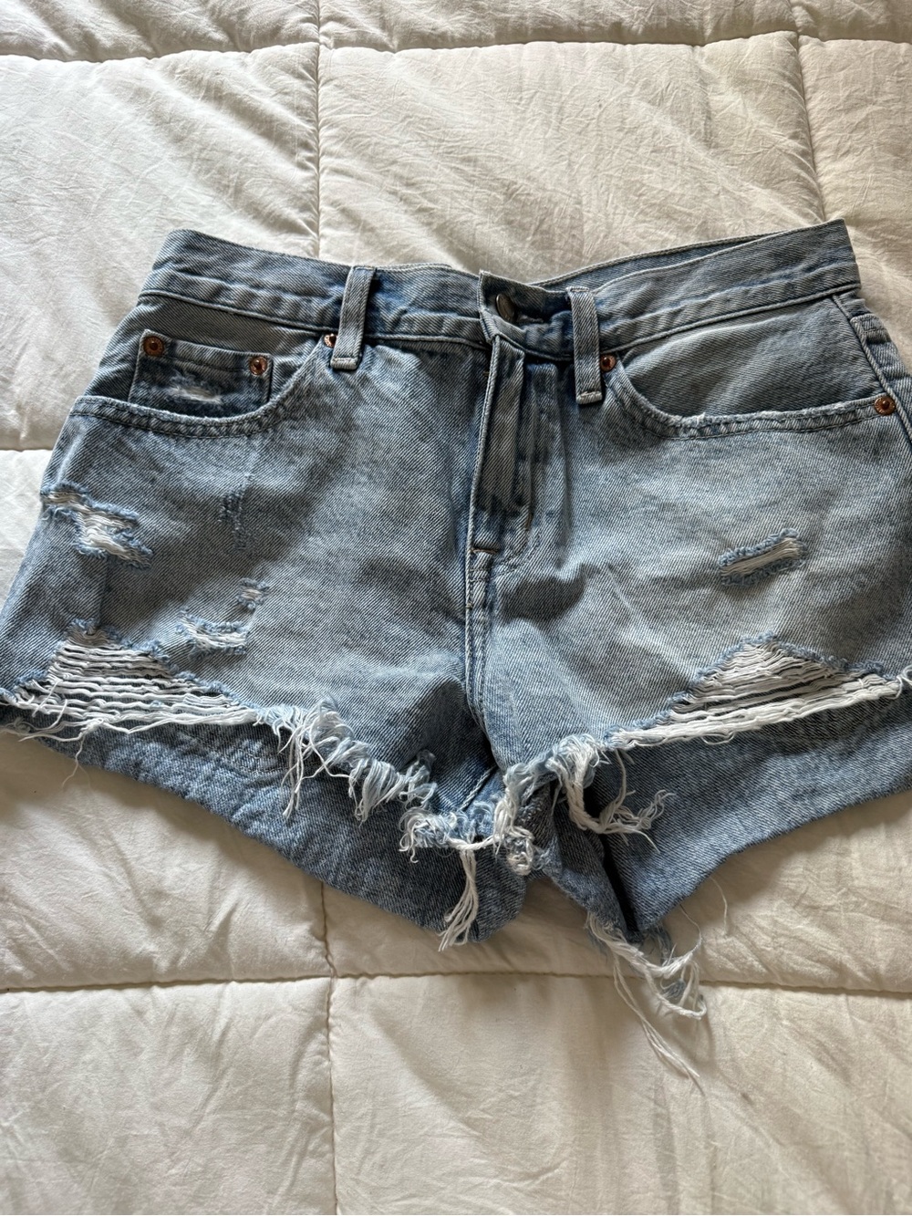 pistola Light Wash Distressed Denim Cutoff Shorts - Picture 3 of 5